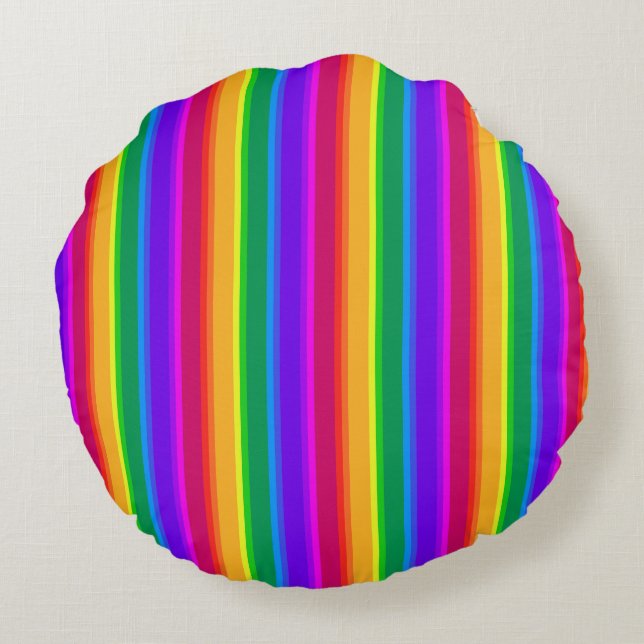 Almofada Redonda Bandas irregulares do arco-íris (Verso)