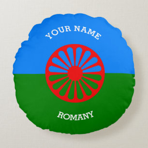 Almofada Redonda Bandeira aciganada dos viajantes do Romani oficial