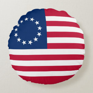 Almofada Redonda Bandeira Americana Betsy Ross