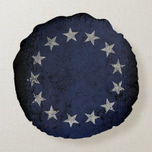 Almofada Redonda Bandeira Americana Vintage Betsy Ross 2 Lados