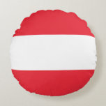 Almofada Redonda Bandeira Áustria (Áustria)<br><div class="desc">Produtos de Sinalizador Mundial Personalizáveis - Sinta-se livre para adicionar seu próprio texto.</div>