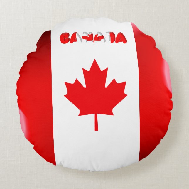 Almofada Redonda Bandeira canadense (Frente)