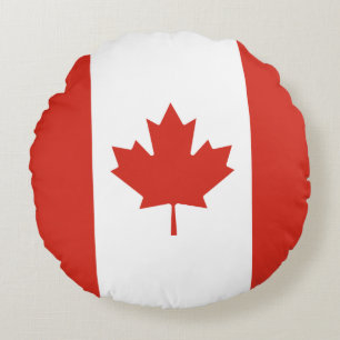 Almofada Redonda Bandeira Canadense Patriota