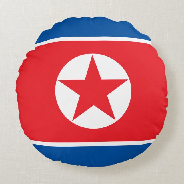 Almofada Redonda Bandeira da Coreia do Norte (Frente)
