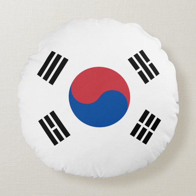 Almofada Redonda Bandeira da Coreia do Sul (Frente)