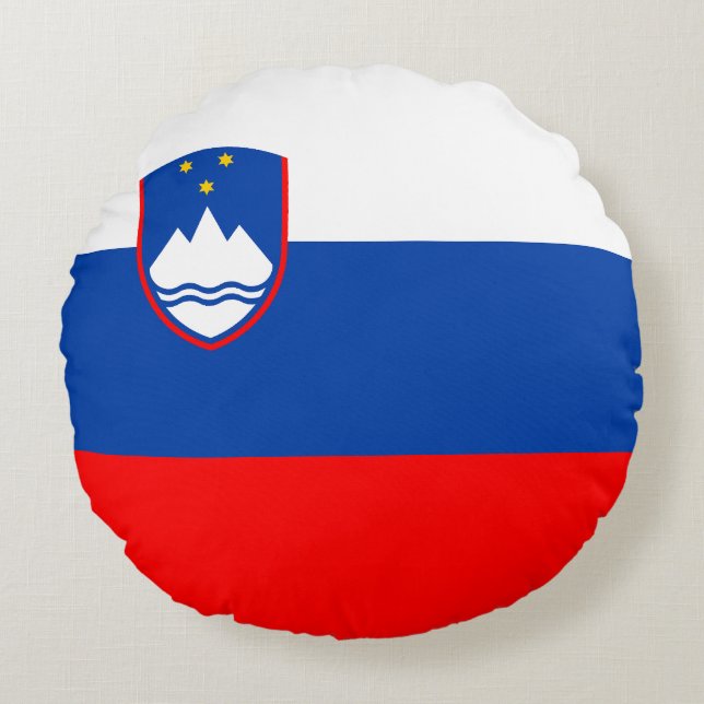 Almofada Redonda Bandeira da Eslovênia (Frente)