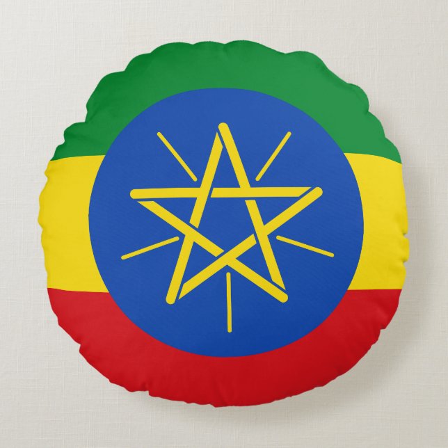 Almofada Redonda Bandeira da Etiópia (Frente)
