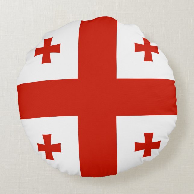 Almofada Redonda Bandeira da Geórgia (Verso)