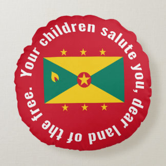 Almofada Redonda Bandeira da Guiana Hino Nacional Vermelho Verde Am