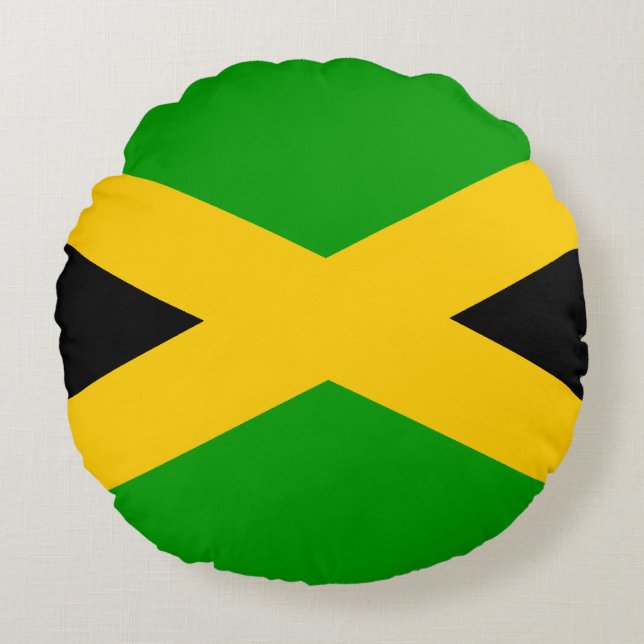 Almofada Redonda Bandeira da Jamaica (Frente)