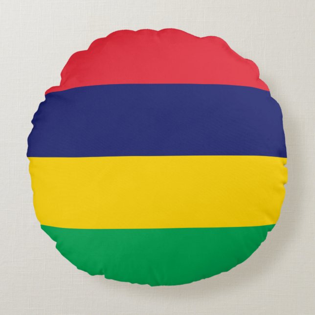 Almofada Redonda Bandeira da Maurícia (Frente)