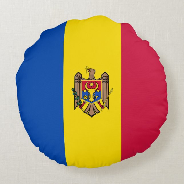 Almofada Redonda Bandeira da Moldávia (Verso)