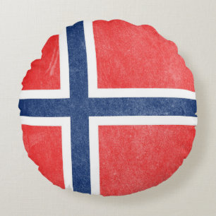 Almofada Redonda Bandeira da Noruega Grunge