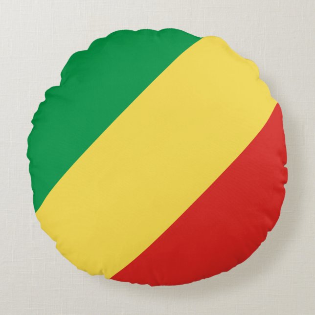 Almofada Redonda Bandeira da República do Congo (Frente)