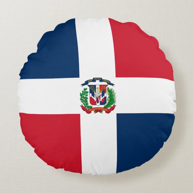 Almofada Redonda Bandeira da República Dominicana (Frente)