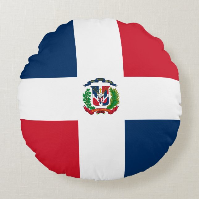 Almofada Redonda Bandeira da República Dominicana (Frente)