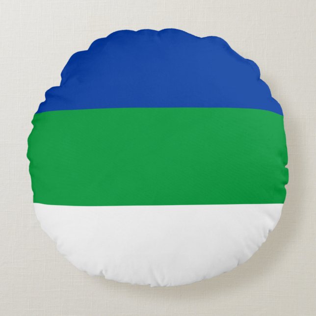 Almofada Redonda Bandeira da República Komi (Frente)