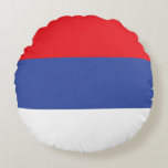 Almofada Redonda Bandeira da República Sérvia<br><div class="desc">Bandeira patriótica da República Sérvia</div>