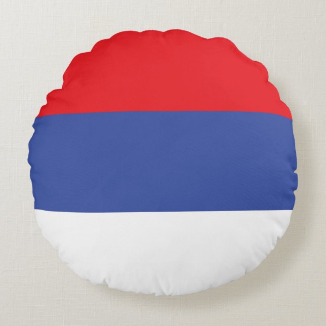 Almofada Redonda Bandeira da República Sérvia (Frente)