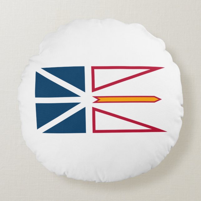 Almofada Redonda Bandeira da Terra Nova e Labrador (Canadá) (Frente)