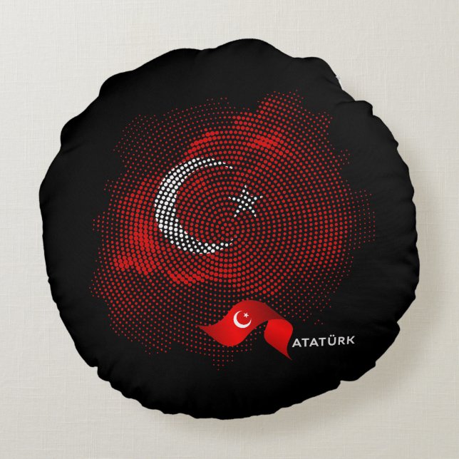 Almofada Redonda bandeira da Turquia (Verso)