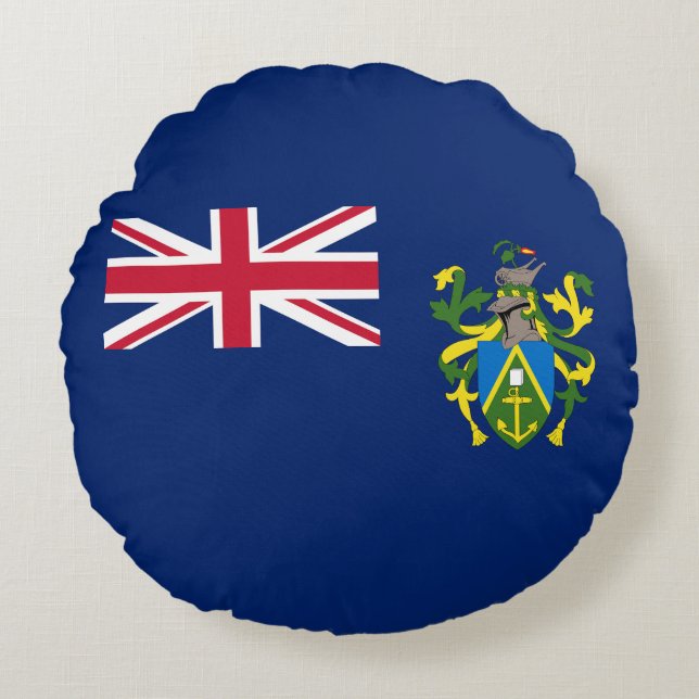 Almofada Redonda Bandeira das Ilhas Pitcairn (Frente)
