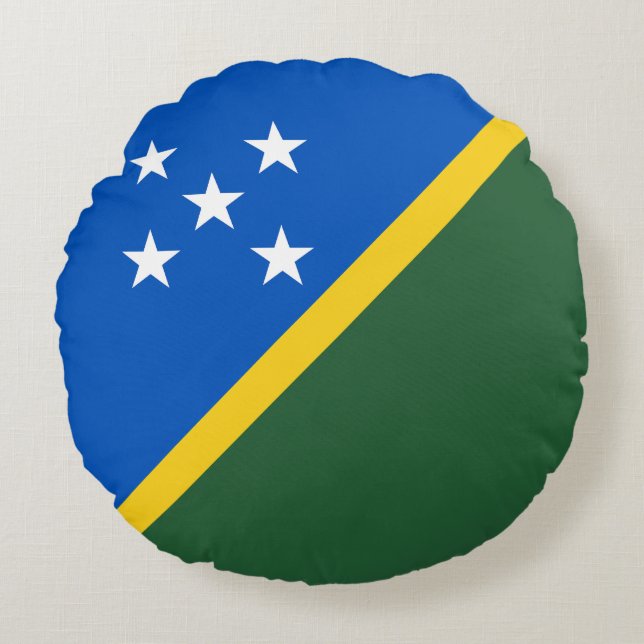 Almofada Redonda Bandeira das Ilhas Salomão (Frente)