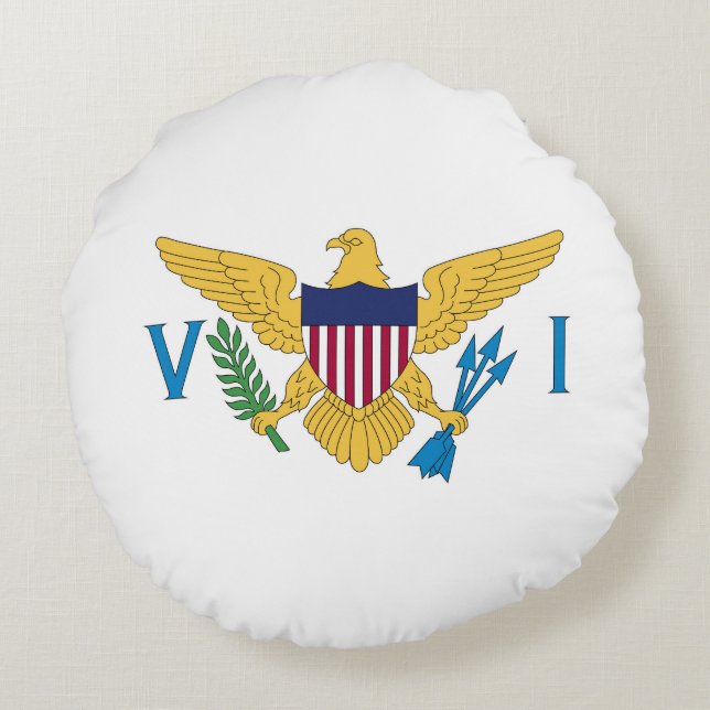 Almofada Redonda bandeira das Ilhas Virgens dos EUA (Verso)