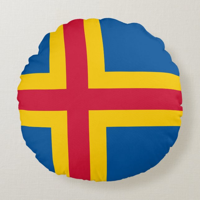 Almofada Redonda Bandeira de Åland (Frente)