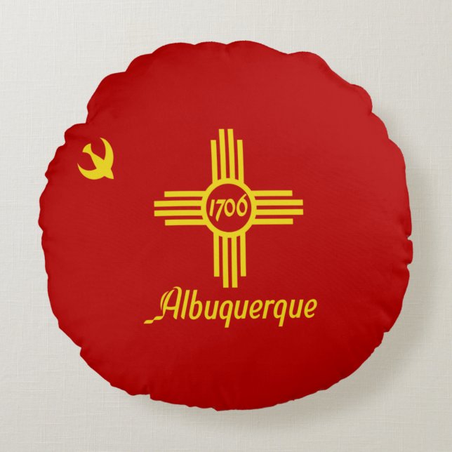 Almofada Redonda Bandeira de Albuquerque (Novo México) (Frente)