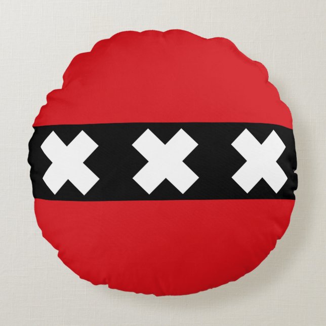 Almofada Redonda Bandeira de Amesterdã, Travesseiro da Ronda dos Pa (Frente)