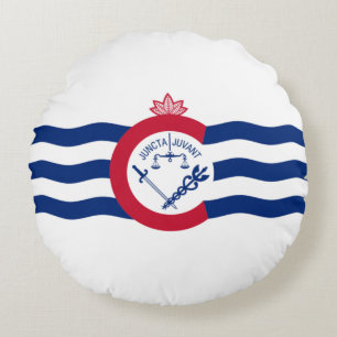 Almofada Redonda Bandeira de Cincinnati (Ohio)