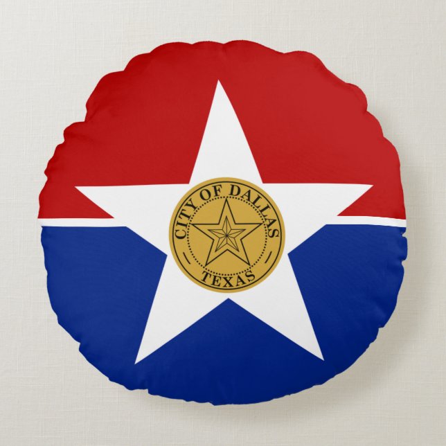 Almofada Redonda Bandeira de Dallas (Texas) (Frente)