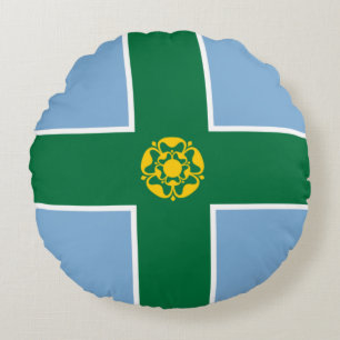 Almofada Redonda Bandeira de Derbyshire (Condado de England, Reino