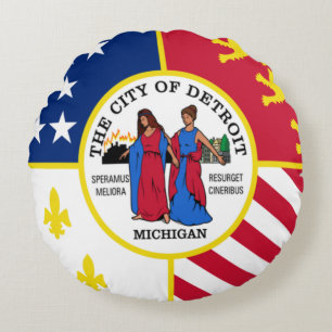 Almofada Redonda Bandeira de Detroit (Michigan)