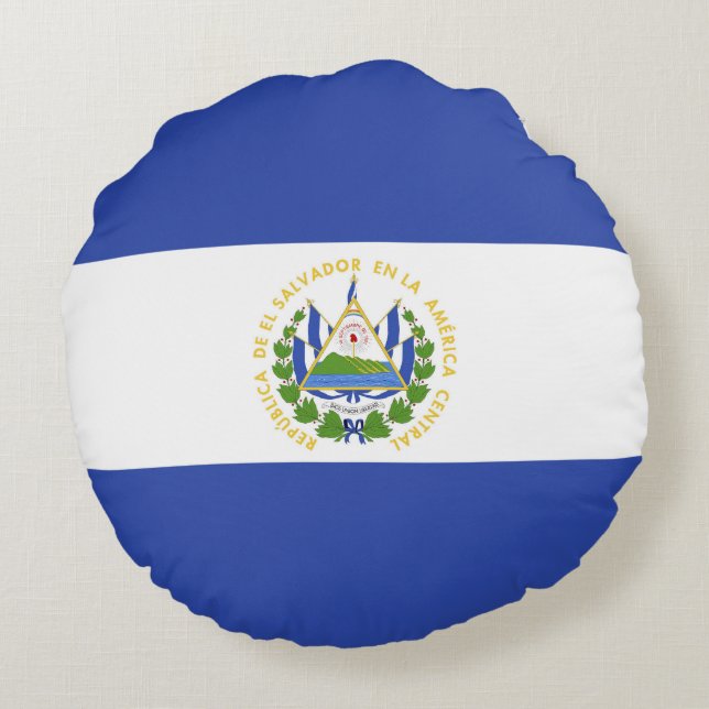 Almofada Redonda Bandeira de El Salvador (Verso)