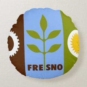 Almofada Redonda Bandeira de Fresno (Califórnia)