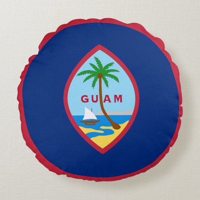 Almofada Redonda Bandeira de Guam (Frente)