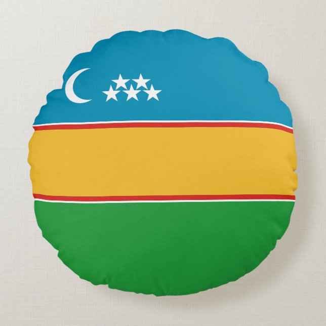 Almofada Redonda Bandeira de Karakalpakstan (Frente)