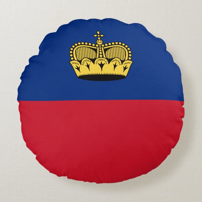 Almofada Redonda Bandeira de Liechtenstein (Frente)