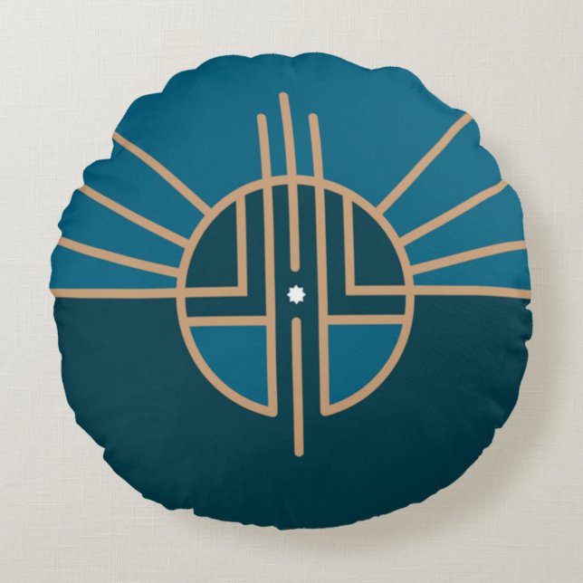 Almofada Redonda Bandeira de Lincoln (Nebraska) (Frente)