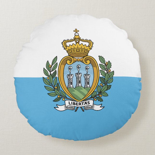 Almofada Redonda Bandeira de São Marinho (Frente)