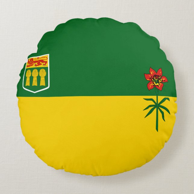 Almofada Redonda Bandeira de Saskatchewan (Frente)