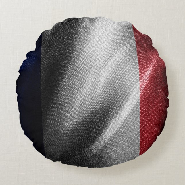 Almofada Redonda Bandeira de seda França (Frente)