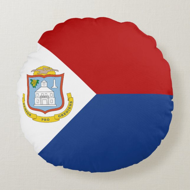 Almofada Redonda Bandeira de Sint Maarten (Frente)