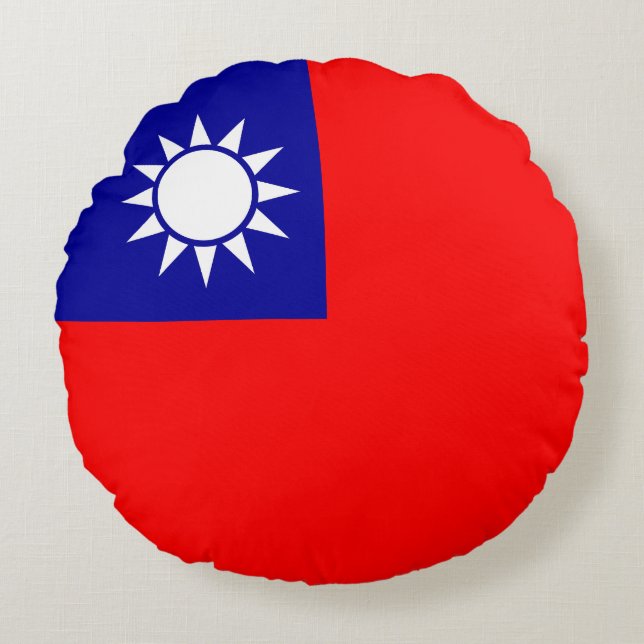 Almofada Redonda Bandeira de Taiwan (Frente)