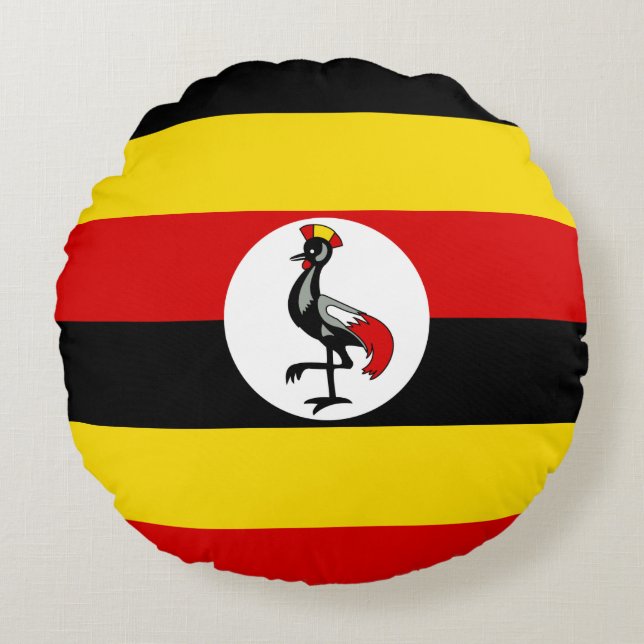 Almofada Redonda Bandeira de Uganda (Frente)