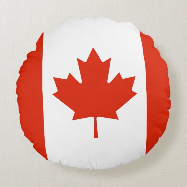 Almofada Redonda Bandeira do Canadá (Frente)