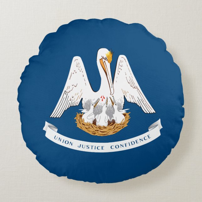 Almofada Redonda Bandeira do Estado da Louisiana (Frente)