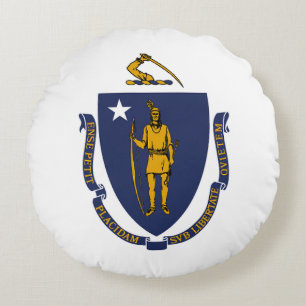 Almofada Redonda Bandeira do estado de Massachusetts